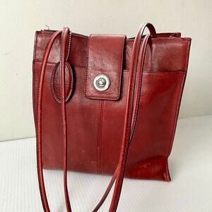 VTG 90s Wilsons Leather Brick Red Leather Small Square Tote Bag Shoulder Purse